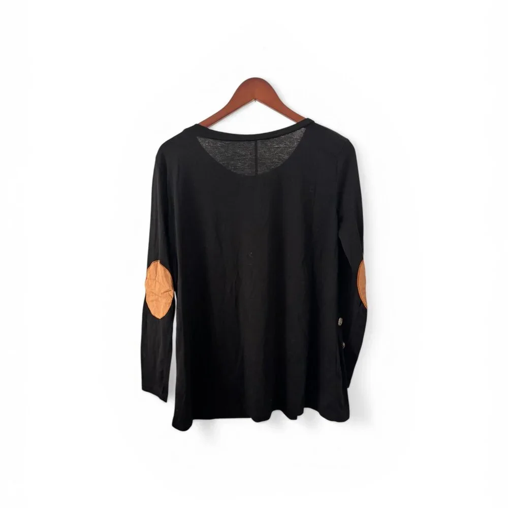 Black long-sleeve tunic-style top - Picture 2 of 4